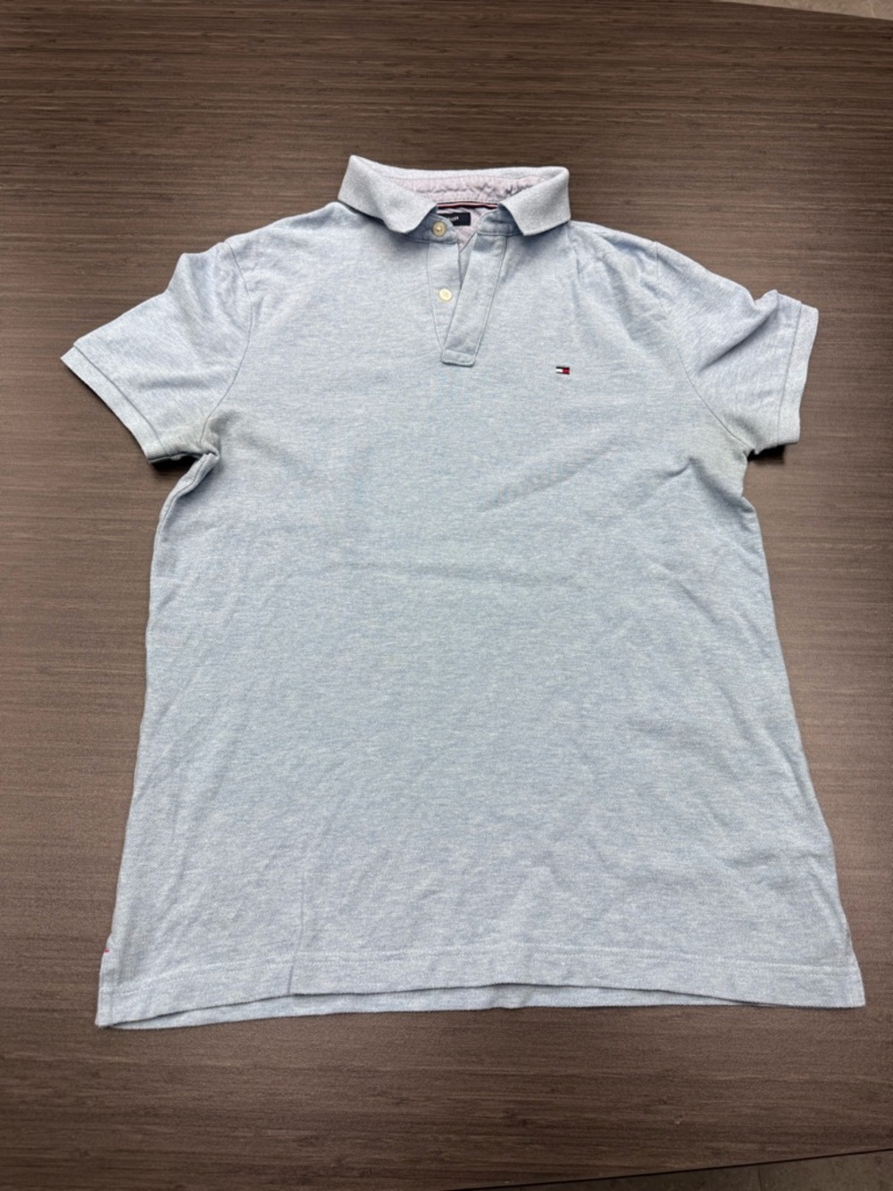Tommy Hilfiger Pale Blue Polo Shirt with Chest Flag